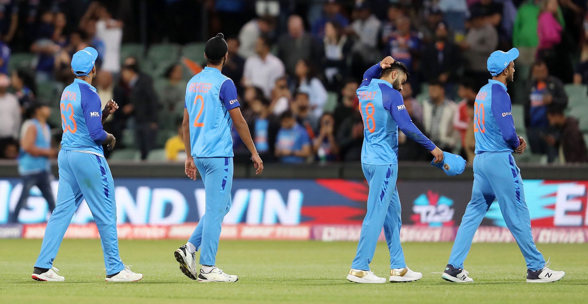 Indian players walk off after losing the 2022 T20 World Cup semifinal. (Image Credit: Getty Images)